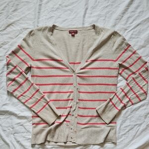Merona Women's Cardigan in Beige and Pink Stripes